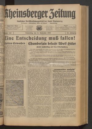 Rheinsberger Zeitung vom 15.09.1938