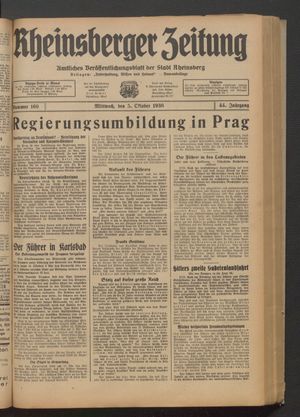 Rheinsberger Zeitung vom 05.10.1938