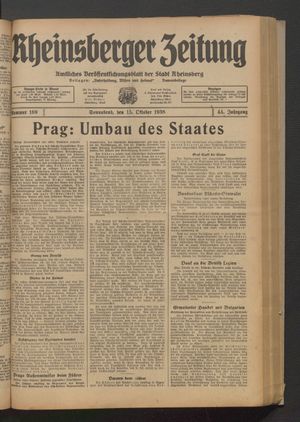 Rheinsberger Zeitung vom 15.10.1938