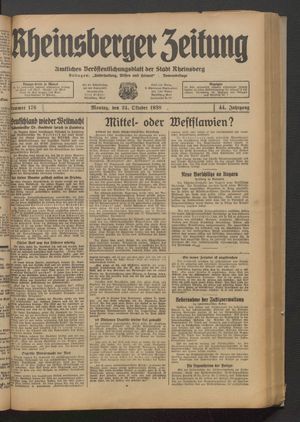 Rheinsberger Zeitung vom 24.10.1938