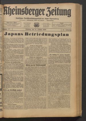 Rheinsberger Zeitung vom 25.10.1938