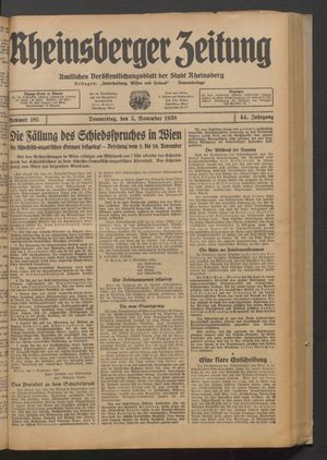 Rheinsberger Zeitung vom 03.11.1938