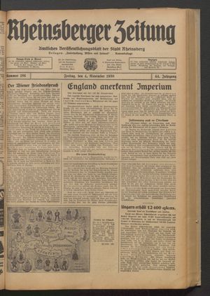 Rheinsberger Zeitung vom 04.11.1938