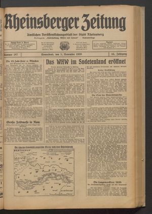 Rheinsberger Zeitung vom 05.11.1938