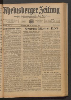 Rheinsberger Zeitung vom 24.11.1938