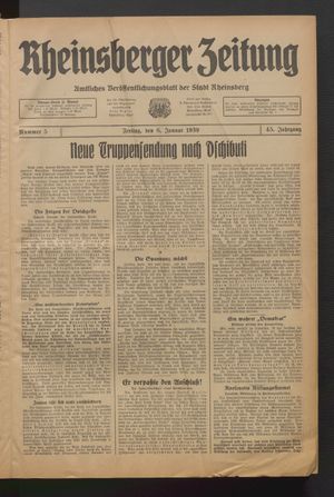 Rheinsberger Zeitung vom 06.01.1939