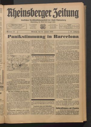 Rheinsberger Zeitung vom 25.01.1939
