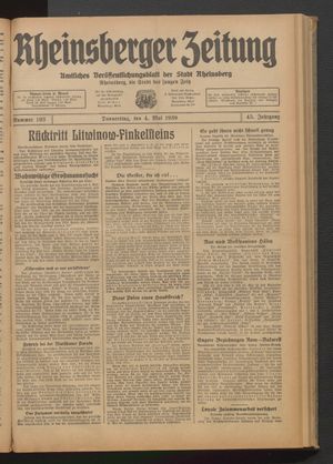 Rheinsberger Zeitung on May 4, 1939