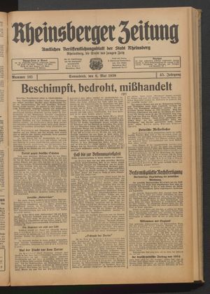Rheinsberger Zeitung vom 06.05.1939