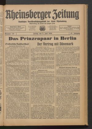 Rheinsberger Zeitung vom 02.06.1939