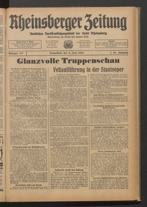 Rheinsberger Zeitung vom 03.06.1939