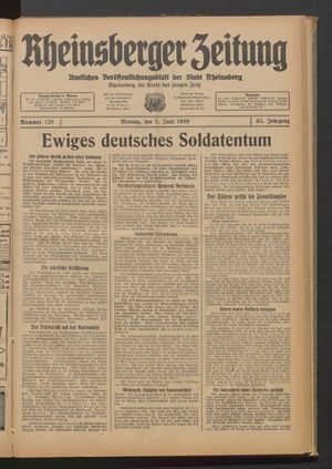Rheinsberger Zeitung on Jun 5, 1939