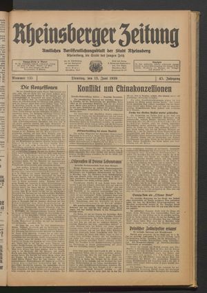 Rheinsberger Zeitung vom 13.06.1939