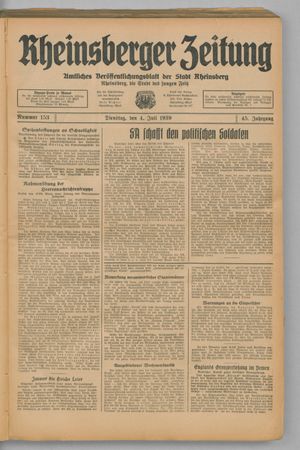 Rheinsberger Zeitung vom 04.07.1939