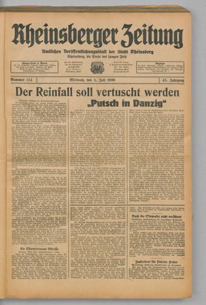 Rheinsberger Zeitung vom 05.07.1939
