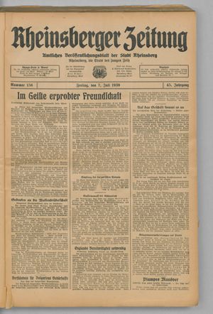 Rheinsberger Zeitung vom 07.07.1939