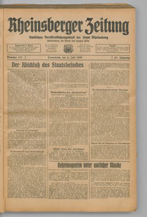 Rheinsberger Zeitung vom 08.07.1939