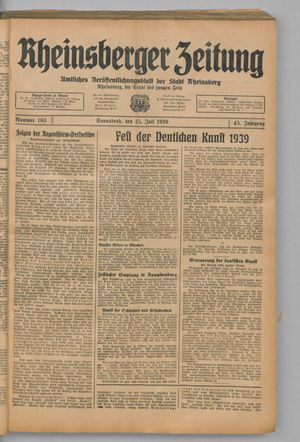 Rheinsberger Zeitung vom 15.07.1939