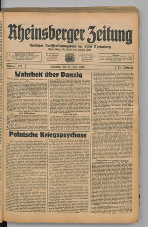 Rheinsberger Zeitung vom 25.07.1939