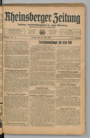 Rheinsberger Zeitung vom 28.07.1939
