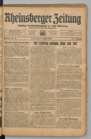Rheinsberger Zeitung vom 04.08.1939