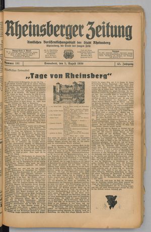 Rheinsberger Zeitung vom 05.08.1939