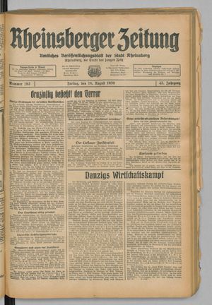 Rheinsberger Zeitung vom 18.08.1939