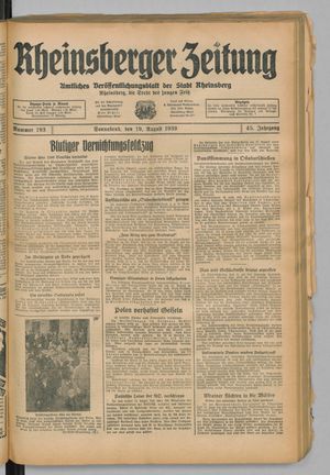 Rheinsberger Zeitung vom 19.08.1939