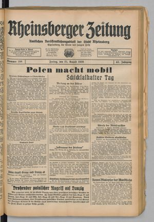 Rheinsberger Zeitung vom 25.08.1939