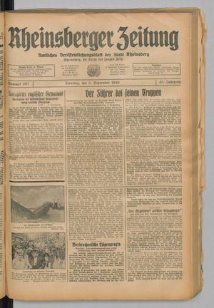 Rheinsberger Zeitung vom 05.09.1939