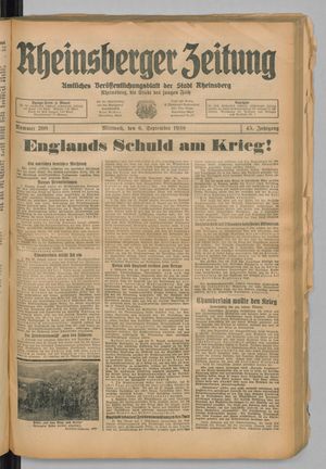 Rheinsberger Zeitung vom 06.09.1939