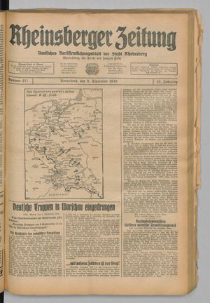 Rheinsberger Zeitung vom 09.09.1939