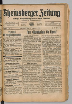 Rheinsberger Zeitung vom 16.09.1939