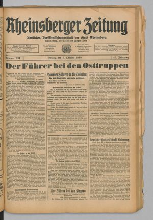 Rheinsberger Zeitung vom 06.10.1939