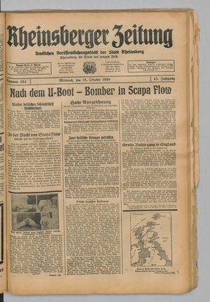Rheinsberger Zeitung vom 18.10.1939