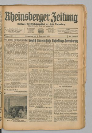 Rheinsberger Zeitung vom 04.11.1939