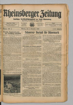 Rheinsberger Zeitung vom 06.11.1939