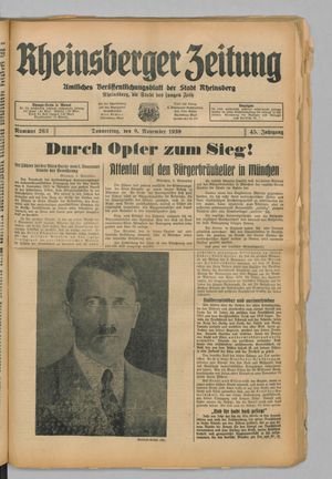 Rheinsberger Zeitung vom 09.11.1939