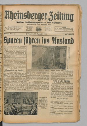 Rheinsberger Zeitung vom 10.11.1939
