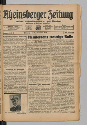 Rheinsberger Zeitung vom 29.11.1939