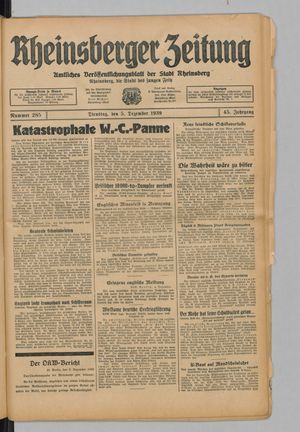 Rheinsberger Zeitung vom 05.12.1939