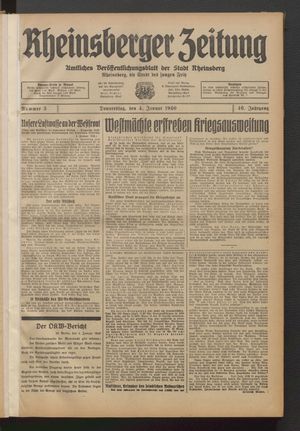 Rheinsberger Zeitung vom 04.01.1940