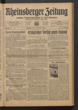 Rheinsberger Zeitung vom 10.01.1940
