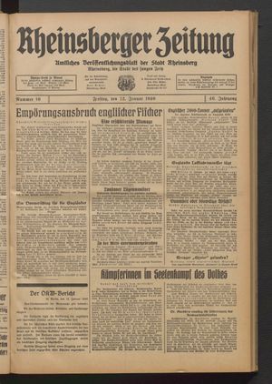 Rheinsberger Zeitung vom 12.01.1940