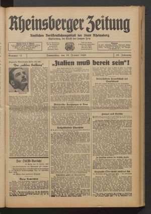 Rheinsberger Zeitung vom 18.01.1940