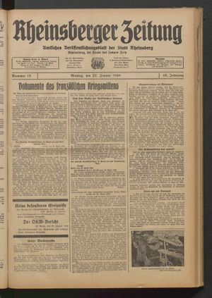 Rheinsberger Zeitung vom 22.01.1940