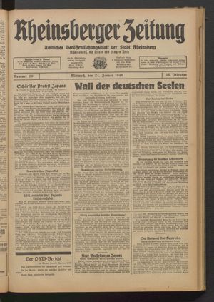 Rheinsberger Zeitung vom 24.01.1940