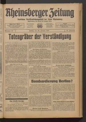 Rheinsberger Zeitung vom 26.01.1940