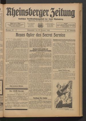 Rheinsberger Zeitung vom 27.01.1940