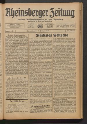 Rheinsberger Zeitung vom 01.02.1940